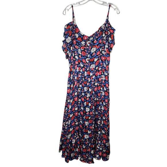 Kate Spade New York Blue Pink White Silk Daisy Floral Midi Dress Size 14 - Picture 3 of 9